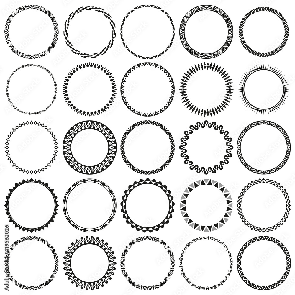 Collection of African Decorative Ornamental Round Border Frames. Ideal for vintage label designs. Collection of African Decorative Ornamental Round Border Frames. Ideal for vintage label designs.