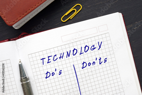  Financial concept meaning TECHNOLOGY Do's and Don'ts with sign on the page.