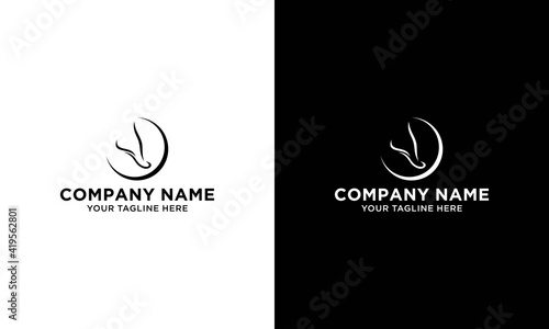 Foot care logo design vector template on a black and white background.