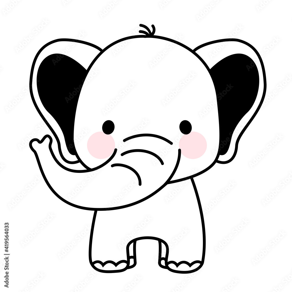 Fototapeta premium Cute baby elephant simple vector illustration