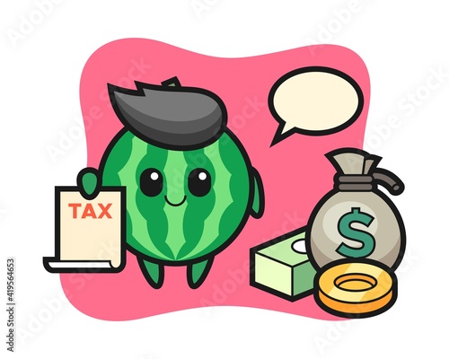 Character cartoon of watermelon as a accountant