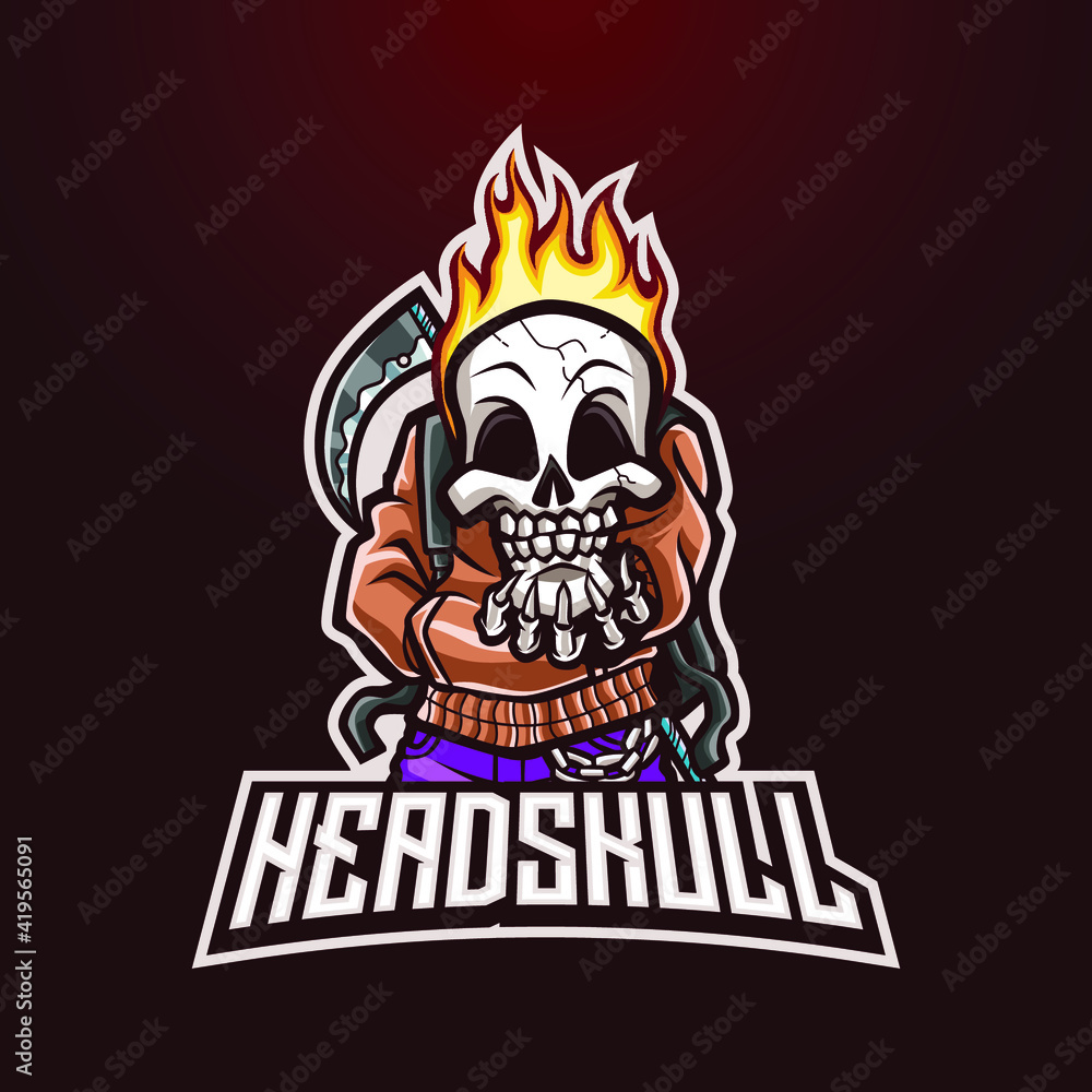 Head Skull logo mascot for esport and sport