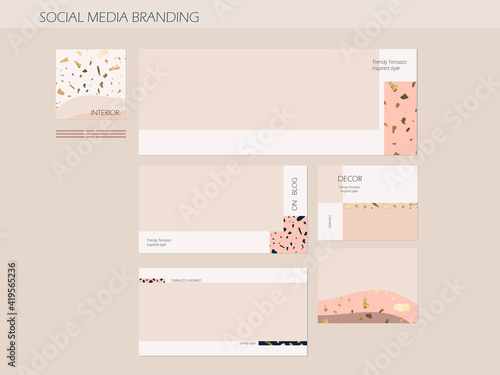 Facebook background. minimal abstract social media ad layout template. in nude pink gold color. for interior design, architecture, beauty, fashion content
