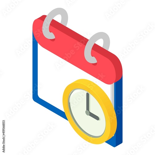 Time calendar icon. Isometric illustration of time calendar vector icon for web