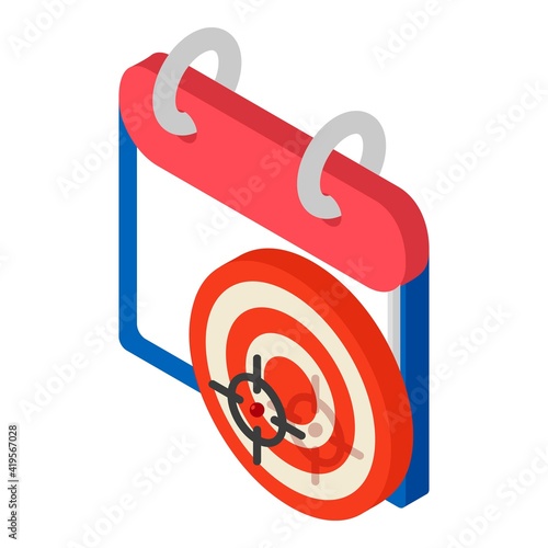 Target calendar icon. Isometric illustration of target calendar vector icon for web