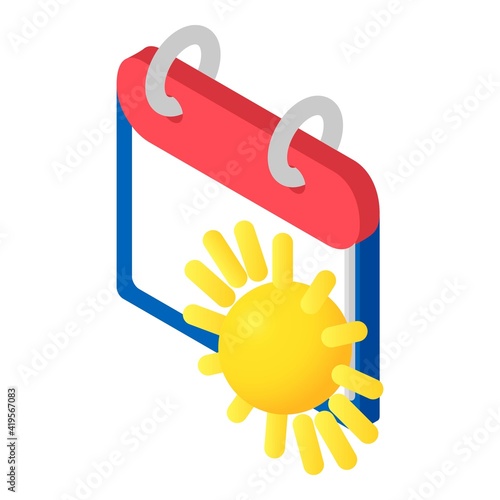 Spring calendar icon. Isometric illustration of spring calendar vector icon for web