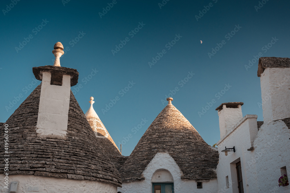 roofs of traditonal trullis in Alberobello, Puglia