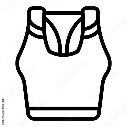 Pilates top icon. Outline pilates top vector icon for web design isolated on white background
