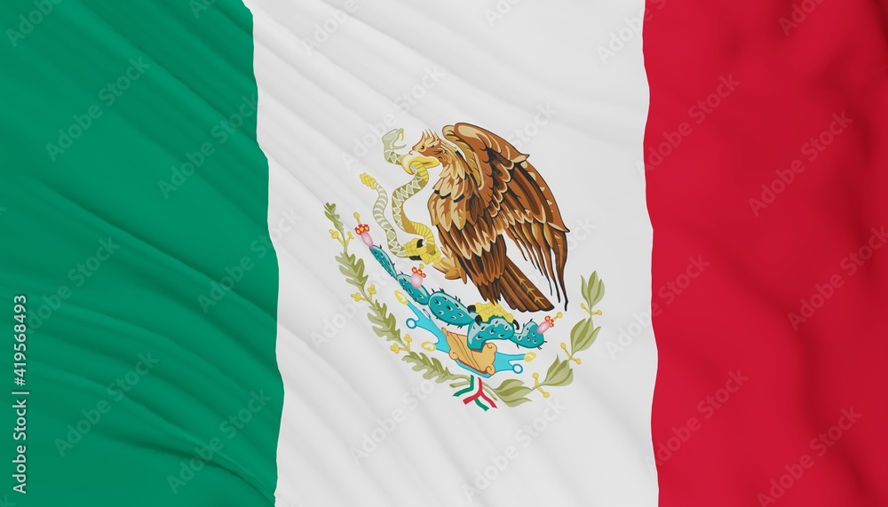 Fototapeta premium Mexico national flag fluttering in the wind 3d realistic render 