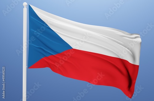 czech republic national flag fluttering in the wind 3d realistic render
