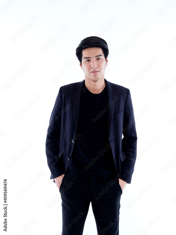 Fototapeta premium Young businessman on white background