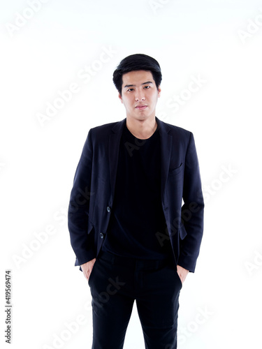 Young businessman on white background