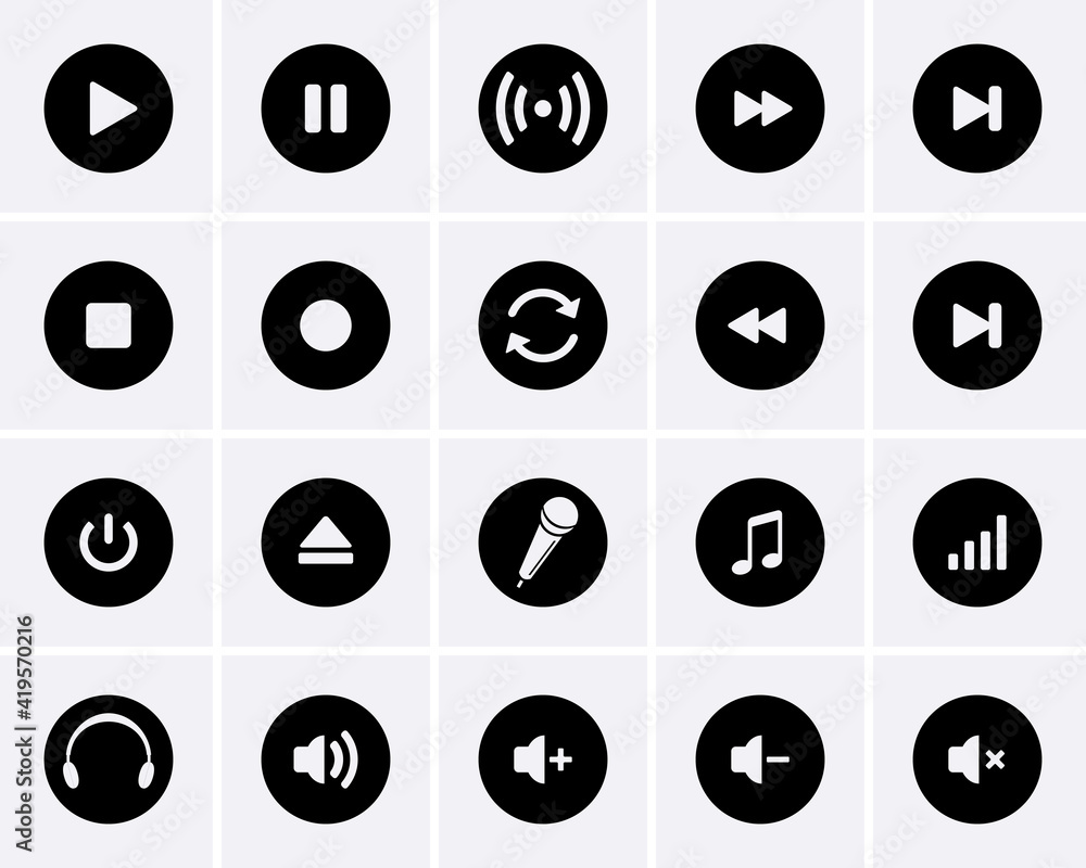 Media Player Icons set. Media Player Icons set.