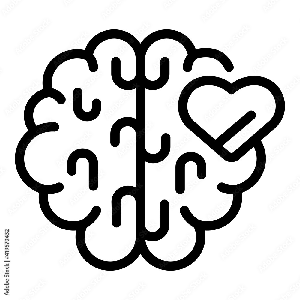 Self-esteem brain icon. Outline self-esteem brain vector icon for web design isolated on white background Self-esteem brain icon. Outline self-esteem brain vector icon for web design isolated on white background