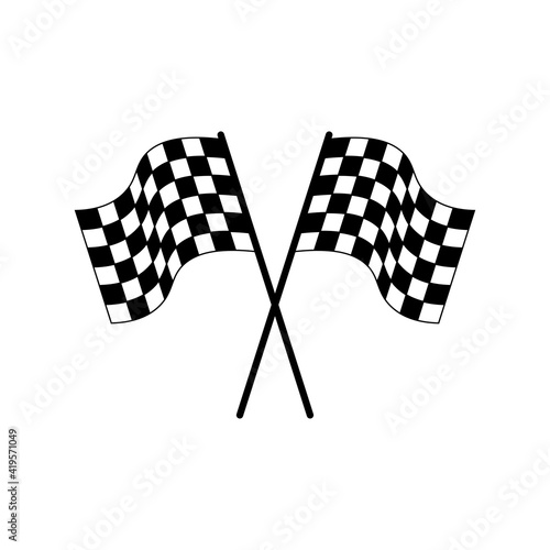Canvas Print Race Flag Symbol Icon Vector Illustration. Checkered flag icon.