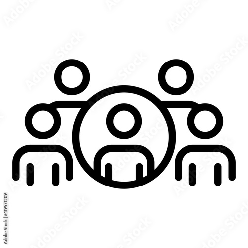 Group target audience icon. Outline group target audience vector icon for web design isolated on white background