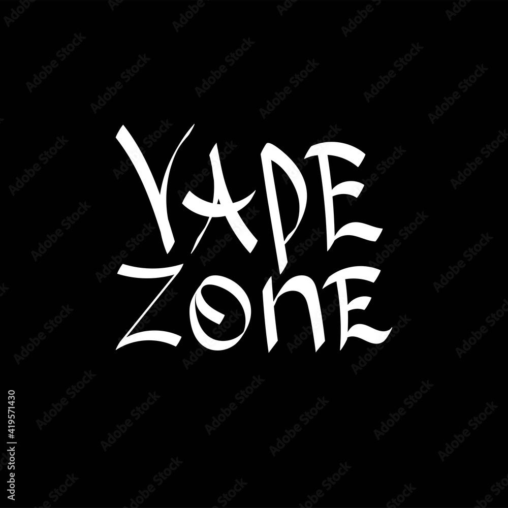 Vape zone hand drawn vector lettering. Black and white logo design. Vector inscription. Calligraphy Vape zone hand drawn vector lettering. Black and white logo design. Vector inscription. Calligraphy