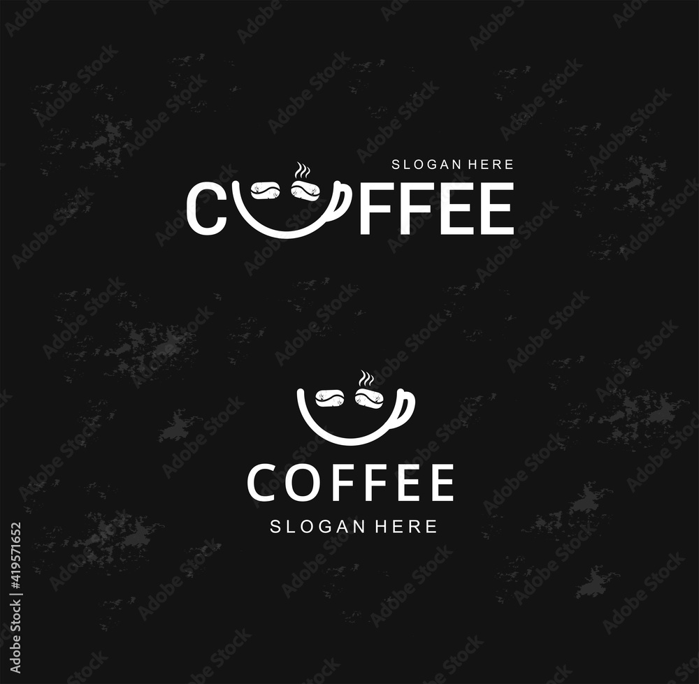 logo for coffee shop emoticon with a smile Stock Vector Adobe Stock