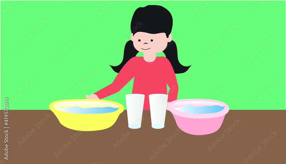 Vector Illustration of an Experiment with Two Glass of Water, Hot and Cold Water Experiment for Online Education, Frame by Frame