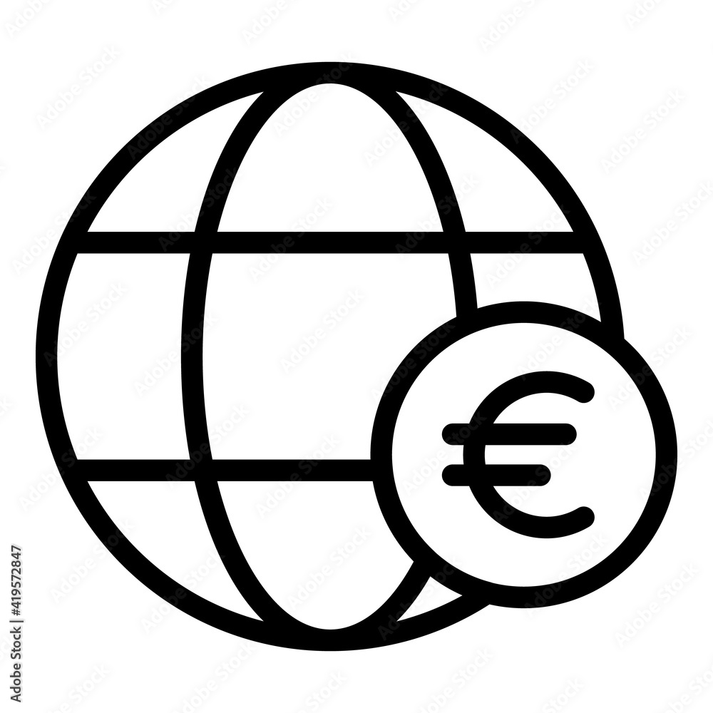 Euro global money transfer icon. Outline euro global money transfer vector icon for web design isolated on white background Euro global money transfer icon. Outline euro global money transfer vector icon for web design isolated on white background