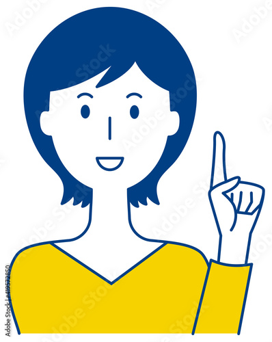 指差しで説明をする女性のベクターイラスト