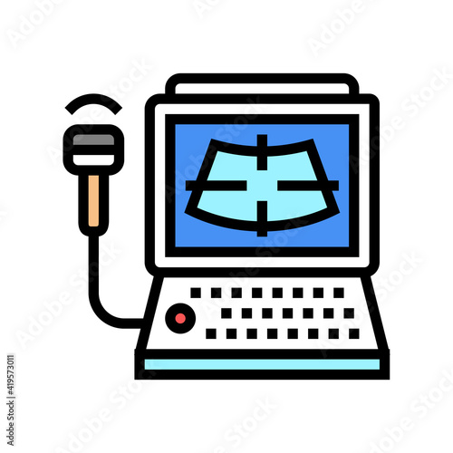 ultrasound radiology computer color icon vector. ultrasound radiology computer sign. isolated symbol illustration