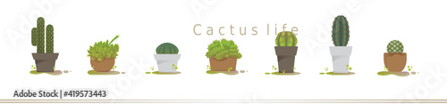 cactus isolated set. Illustration of many kinds cactus