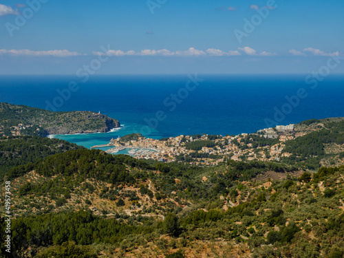 Fototapeta Naklejka Na Ścianę i Meble -  ses barques, a bar with spectacular panoramic  view onto the port of Soller on the balearic island of Mallorca in the tramuntana region in the country of  spain