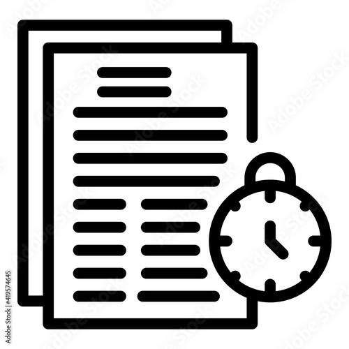 Documents time management icon. Outline Documents time management vector icon for web design isolated on white background