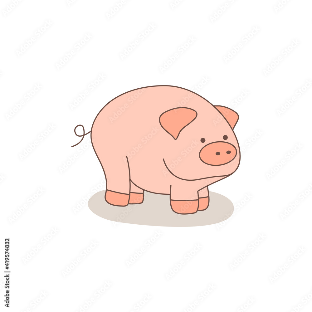 Cute pig isolated on white background. Vector illustration. Cute pig isolated on white background. Vector illustration.