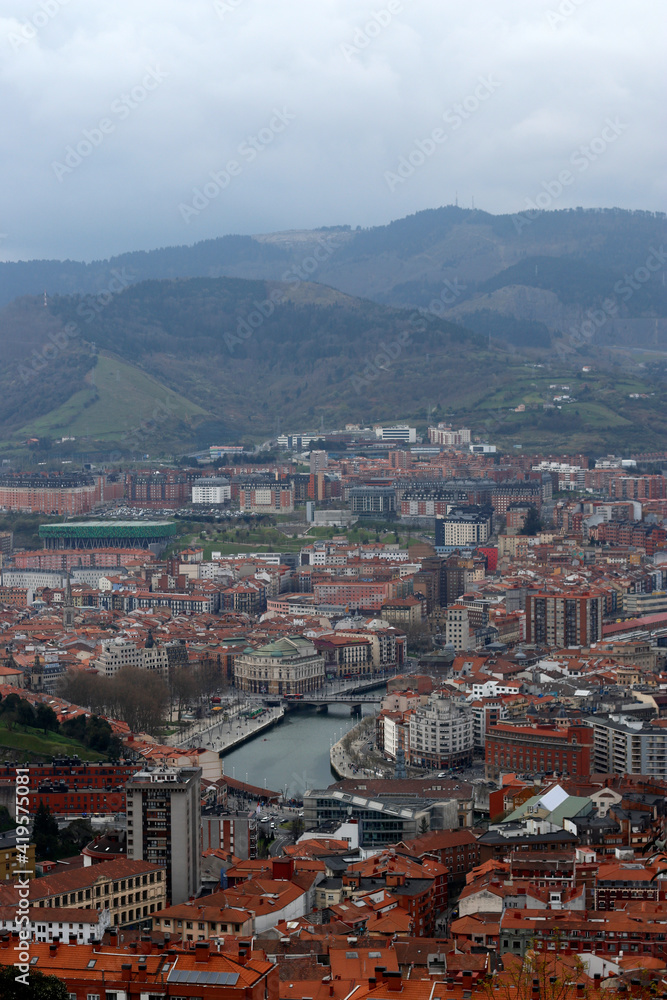 Bilbao seen from a hill in a winter day