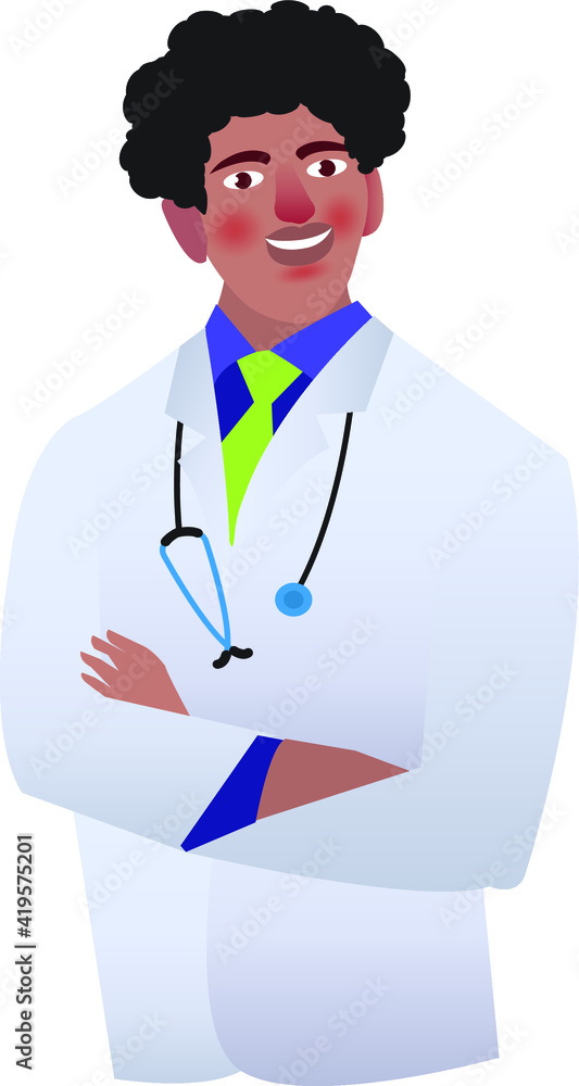 Illustration of an isolated Indian, a Pakistani, Asian doctor portrait Illustration of an isolated Indian, a Pakistani, Asian doctor portrait