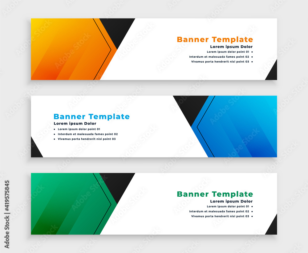 web display wide banners in three colors