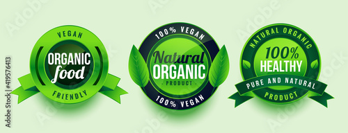 natural organic healthy food green labels design
