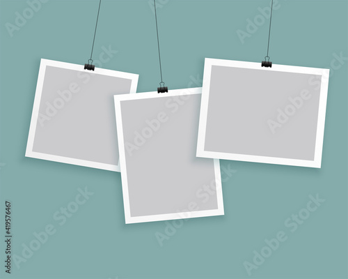 hanging photo frames in different sizes background