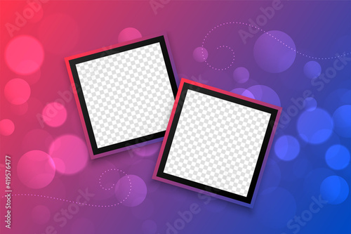 lovely two photo frames on bokeh background