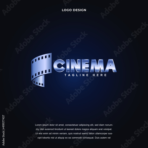 Creative cinema roll film icon logo design color editable vector illustration