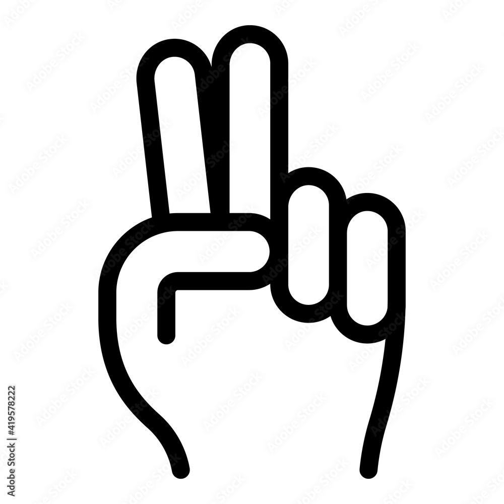 Obraz premium Hand gesture two minutes icon. Outline Hand gesture two minutes vector icon for web design isolated on white background