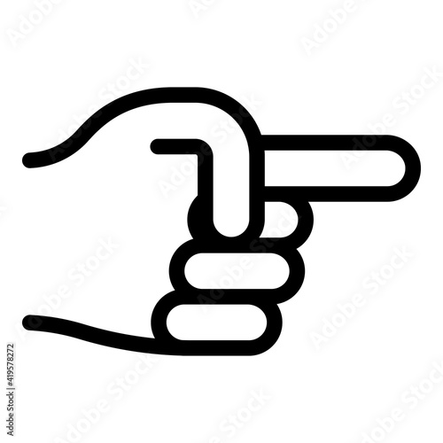 Hand gesture way direction icon. Outline Hand gesture way direction vector icon for web design isolated on white background