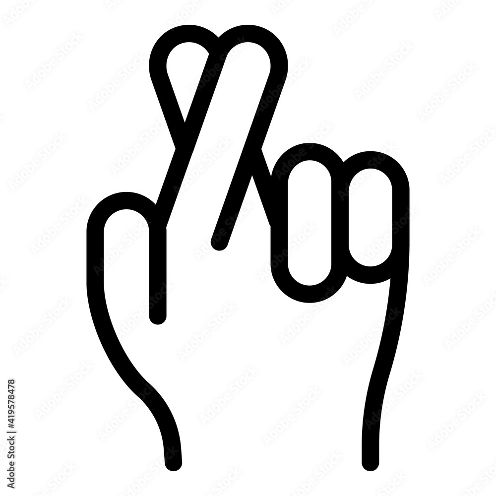 Obraz premium Hand gesture good luck icon. Outline Hand gesture good luck vector icon for web design isolated on white background