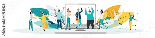 happy birthday quarantine, online party. Vector illustration.