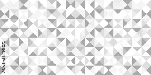 Abstract triangles seamless background. Triangular gray and white color halftone design. Decorative gradient wallpaper vector. Minimalist horizontal empty wallpaper