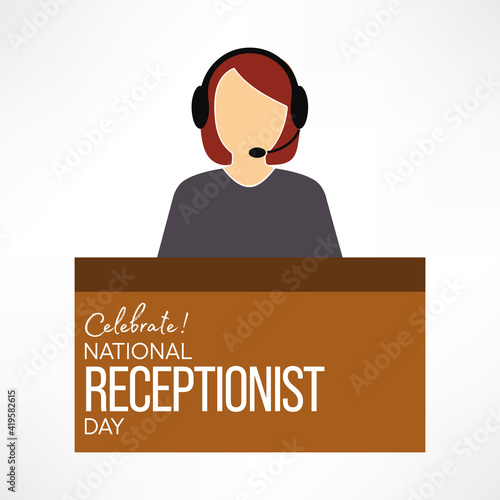 National Receptionists Day is observed each year on the second Wednesday in May gives recognition to receptionists and the valuable contributions they make to the companies where they work. Vector art