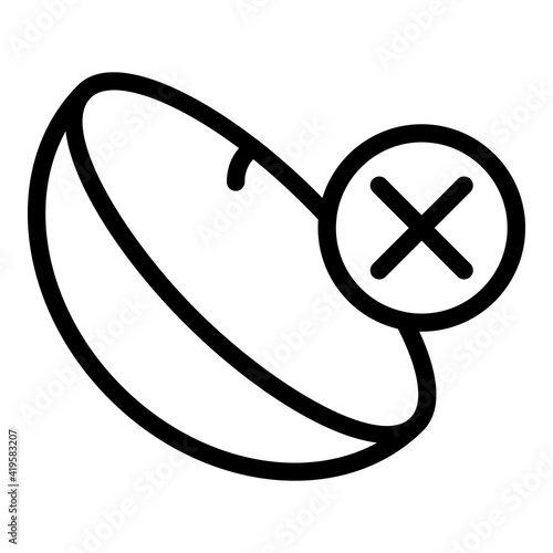 Rejected eye lens icon. Outline Rejected eye lens vector icon for web design isolated on white background