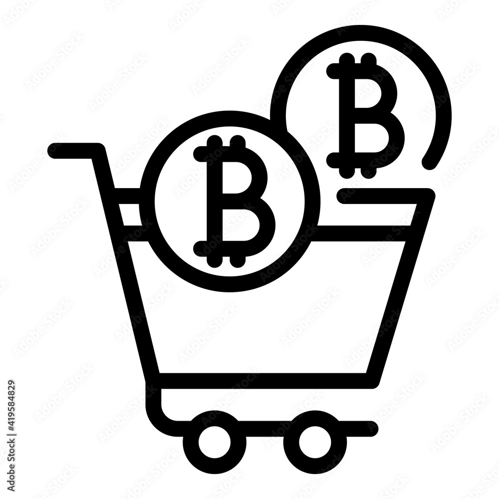 Cart cryptocurrency icon. Outline Cart cryptocurrency vector icon for web design isolated on white background Cart cryptocurrency icon. Outline Cart cryptocurrency vector icon for web design isolated on white background