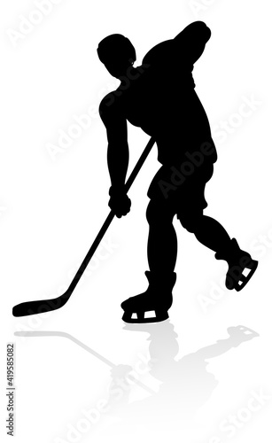 An ice hockey player silhouette sports illustration