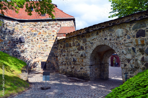 Arch entrance in Akershus Fortress is a medieval edifice in Oslo, Norway.