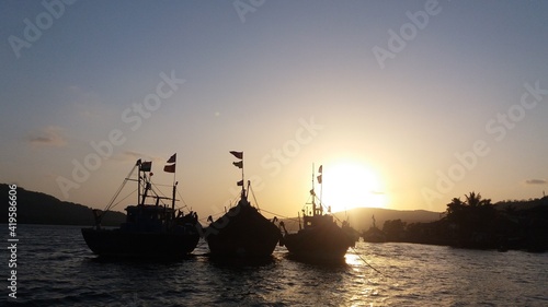 boat at sunset