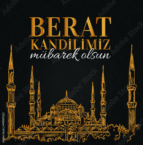 Berat Kandili. Translation: islamic holy night, vector, Berat