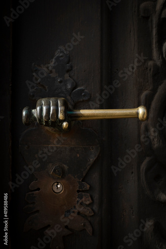 Beautiful architectural detail. Detail of the door, very special handle.